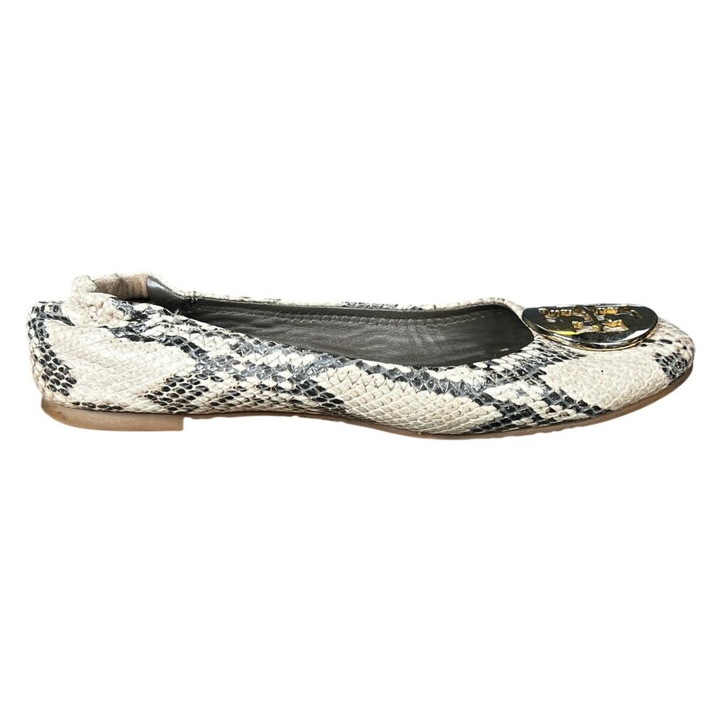 Tory Burch Women’s Reva Cream Snakeskin Print Ballet Flat Size US 7.5